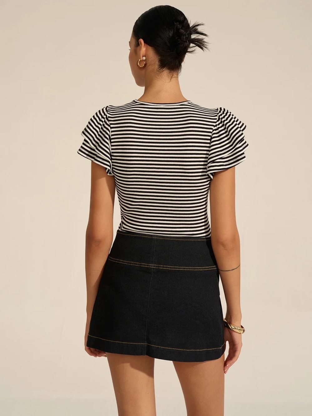 Commense Striped Ribbed Top - Picture 7 of 16